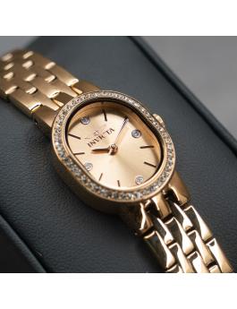 Invicta Angel 48137 Reloj de Mujer - Movimiento de Cuarzo - Acero Inoxidable con Esfera Dorada Rosa - 20 mm