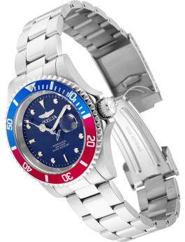Invicta Pro Diver 47611 Herrenuhr - Quarzwerk - Edelstahl mit blauem Zifferblatt - 40 mm