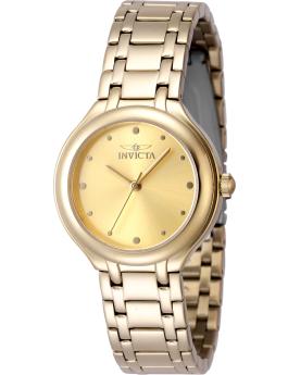 Invicta Wildflower 48227 Damenuhr - Quarzwerk - Edelstahl mit goldenem Zifferblatt - 32 mm