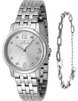 Invicta Angel 48255 Relógio Feminino - Movimento de Quartzo - Aço Inoxidável com Mostrador Prateado - 32 mm