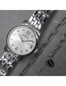 Invicta Angel 48255 Relógio Feminino - Movimento de Quartzo - Aço Inoxidável com Mostrador Prateado - 32 mm