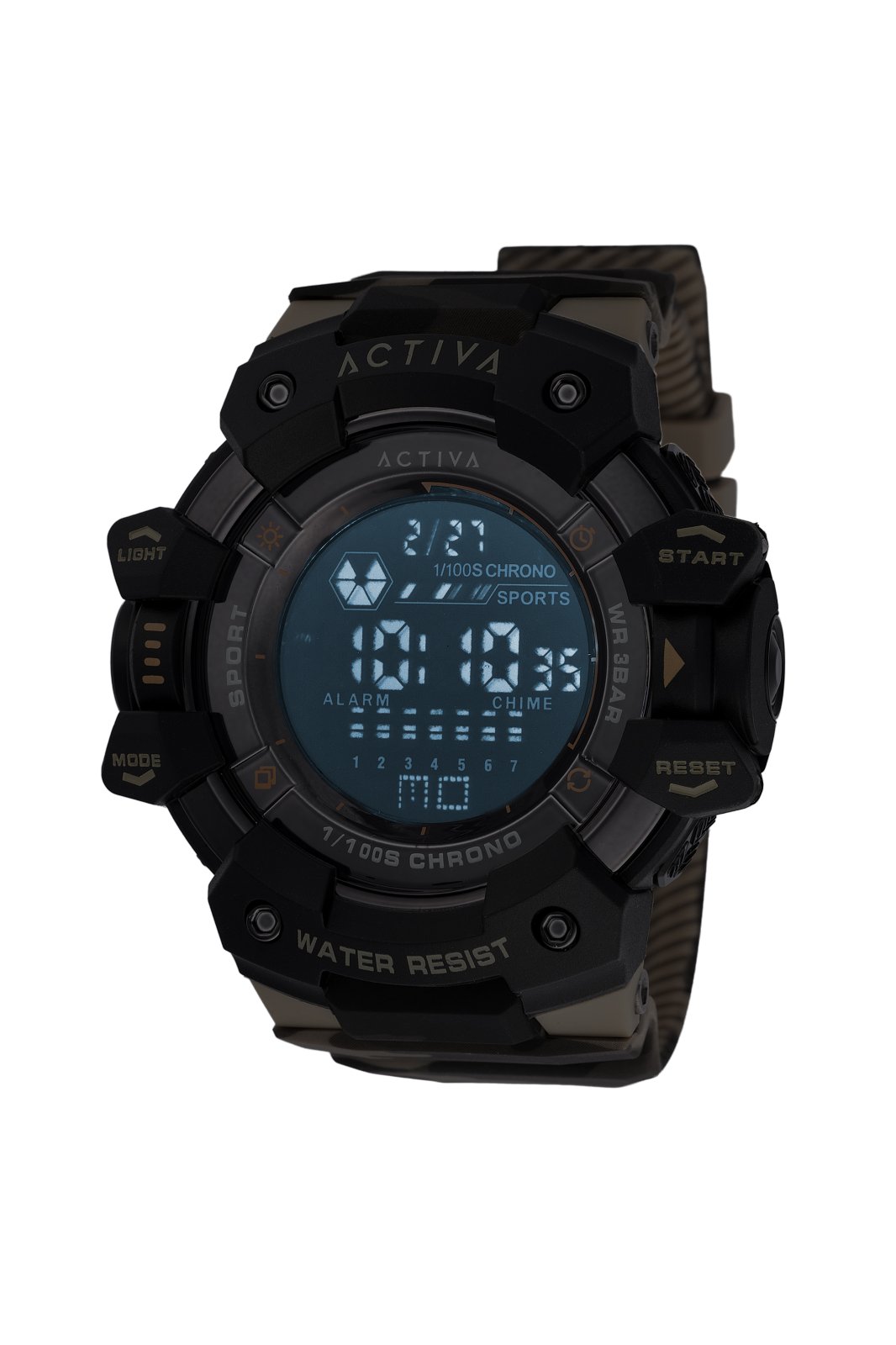 Activa Digital ACW8050MC-001 Montre Homme - Mouvement Quartz - Plastique avec Cadran Noir - 50 mm