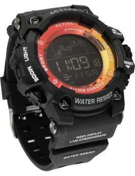 Activa Digital ACW8082-007 Relógio Masculino - Movimento Quartz - Plástico com Mostrador Preto - 50 mm