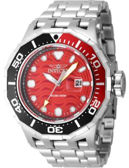 Invicta Pro Diver 47845 Orologio da Uomo - Movimento al Quarzo - Acciaio Inossidabile con Quadrante Rosso - 52 mm