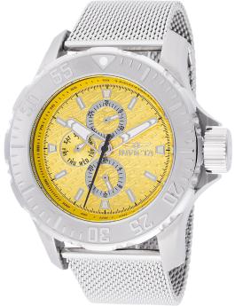 Invicta Vintage 48014 Herrenuhr - Quarzwerk - Edelstahl mit gelbem Zifferblatt - 49 mm