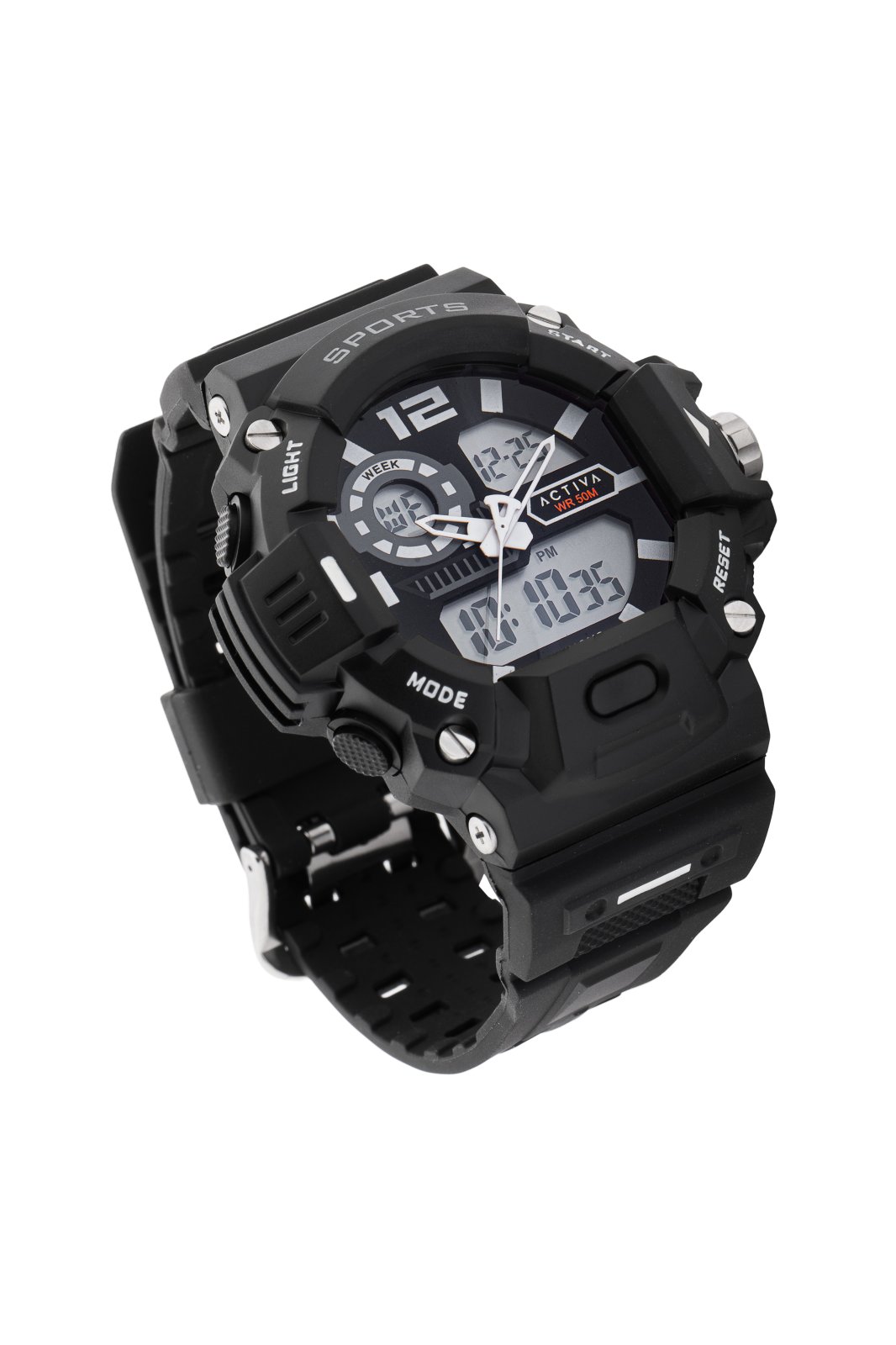 Activa Digital ACW495-001 Reloj de hombre - Movimiento de cuarzo - Plástico con esfera negra - 55 mm