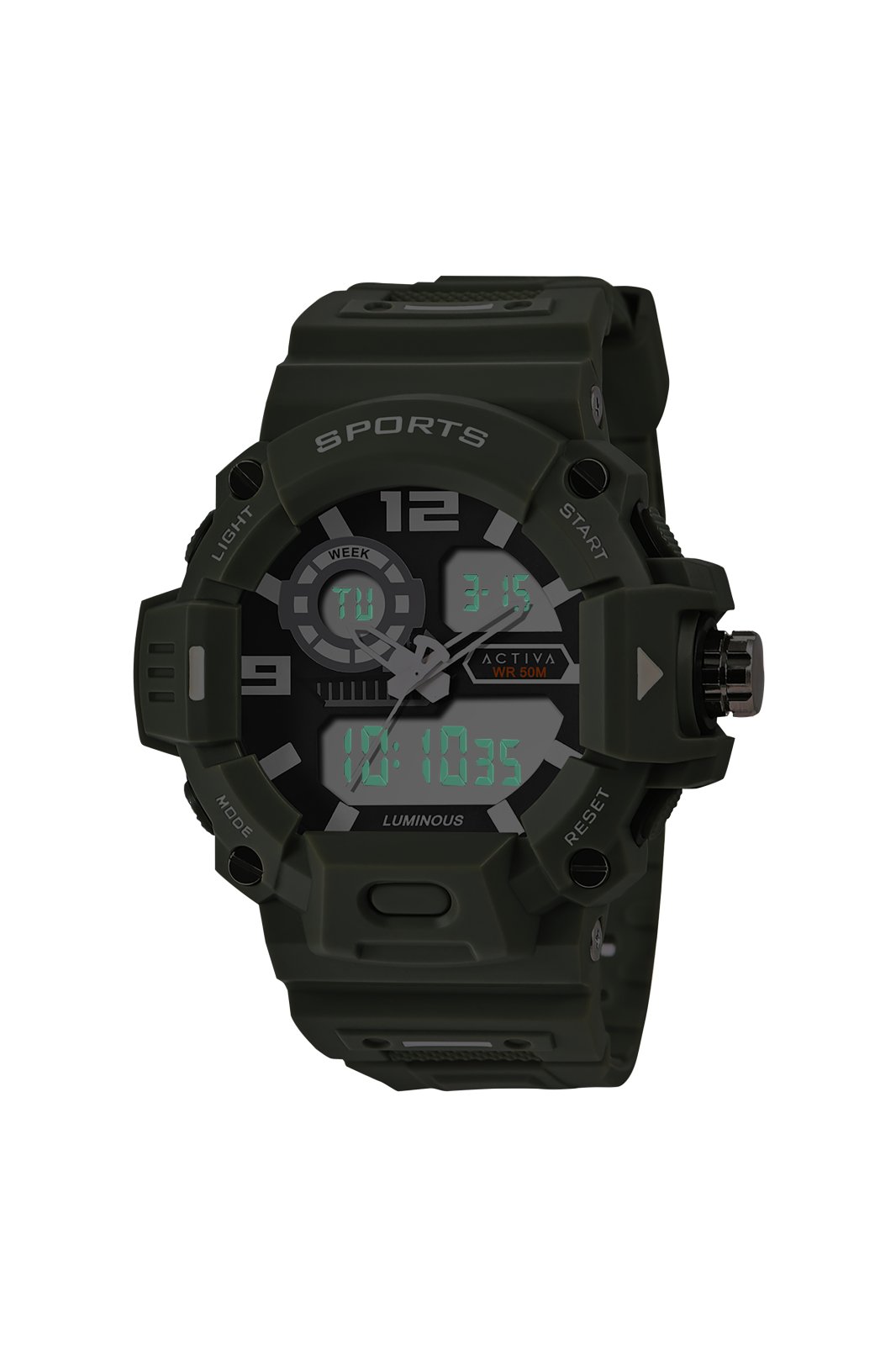 Activa Digital ACW495-003 Reloj de hombre - Movimiento de cuarzo - Plástico con esfera negra - 55 mm