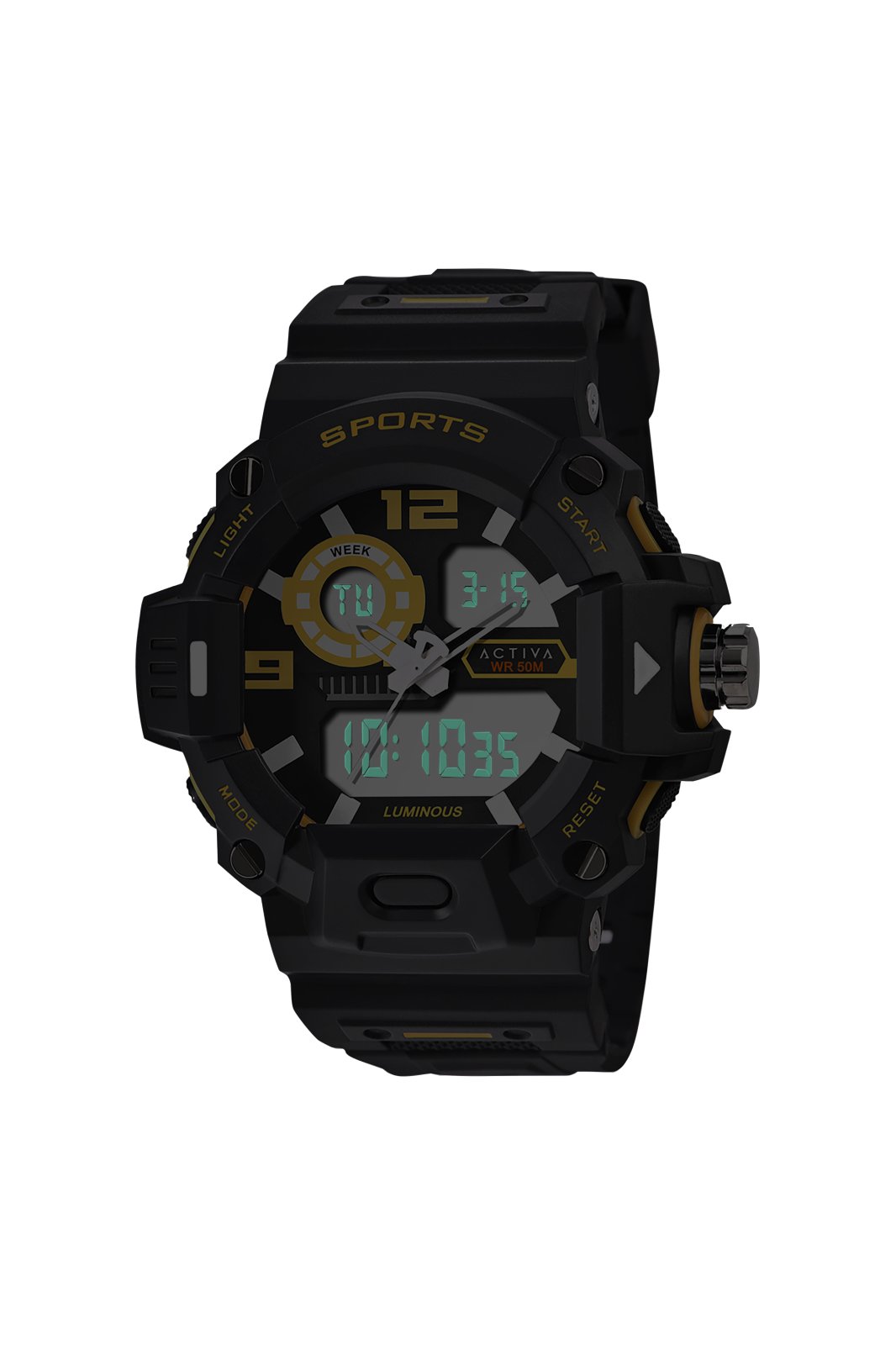 Activa Digital ACW495-004 Reloj de hombre - Movimiento de cuarzo - Plástico con esfera negra - 55 mm
