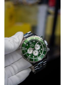 Invicta Ocean Voyage 47833 Zegarek męski - Mechanizm kwarcowy - Stal nierdzewna z zieloną tarczą - 51 mm