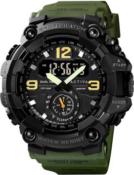 Activa Digital ACW1637-002 Zegarek Męski - Mechanizm Kwarcowy - Plastik z Czarną Tarczą - 56 mm
