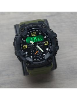Activa Digital ACW1637-002 Zegarek Męski - Mechanizm Kwarcowy - Plastik z Czarną Tarczą - 56 mm
