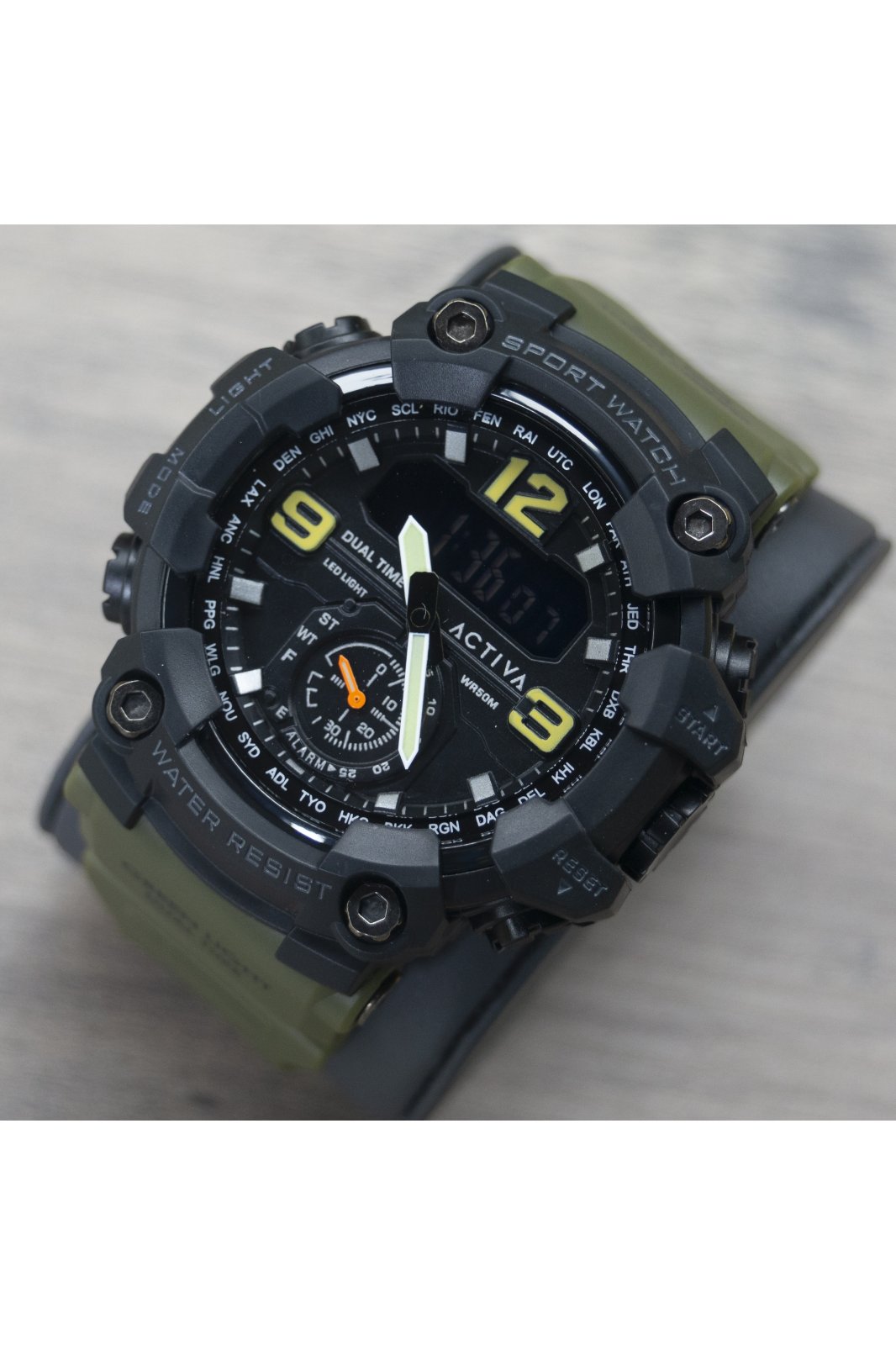 Activa Digital ACW1637-002 Zegarek Męski - Mechanizm Kwarcowy - Plastik z Czarną Tarczą - 56 mm
