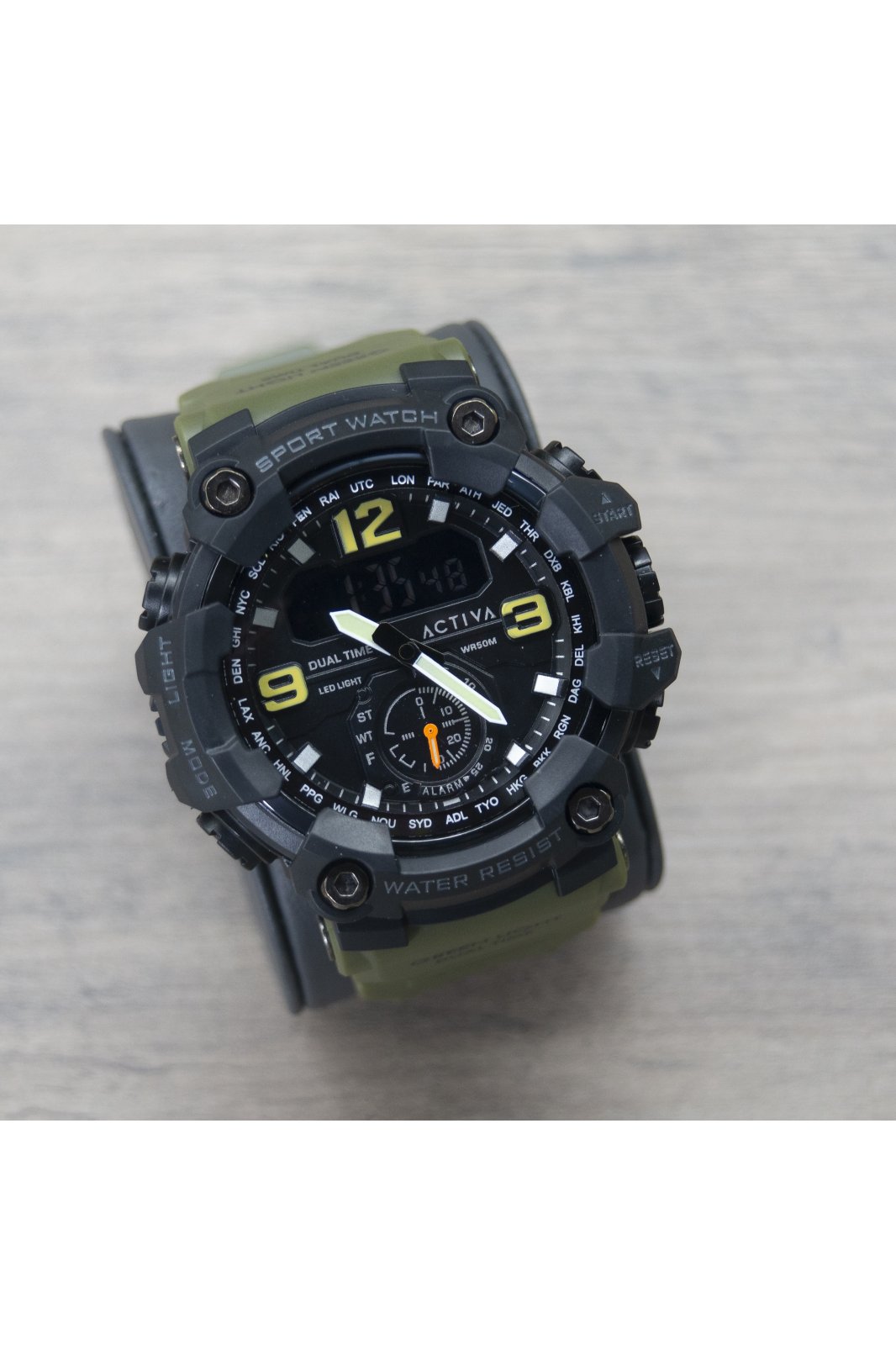 Activa Digital ACW1637-002 Zegarek Męski - Mechanizm Kwarcowy - Plastik z Czarną Tarczą - 56 mm