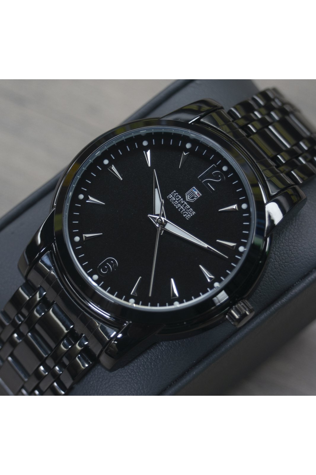 Montres Prestige Classic MPW-0030 Zegarek męski - Mechanizm kwarcowy - Metal z czarną tarczą - 41 mm