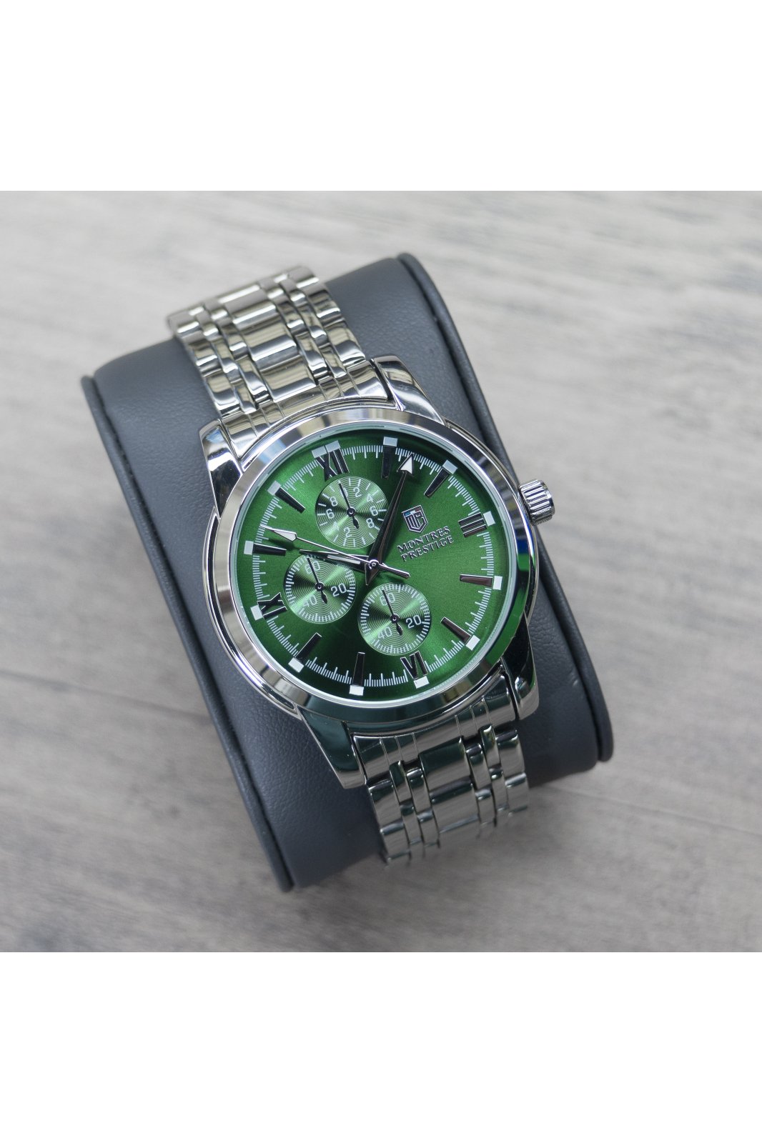 Montres Prestige Classic MPW-0065 Herrenuhr - Quarzwerk - Metall mit grünem Zifferblatt - 41 mm