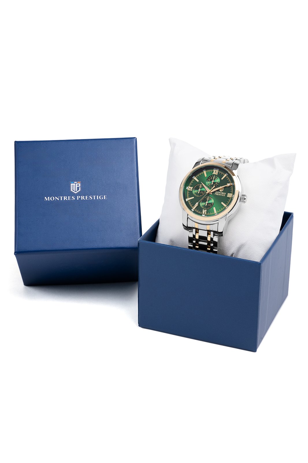 Montres Prestige Classic MPW-0068 Herrenuhr - Quarzwerk - Metall mit grünem Zifferblatt - 41 mm