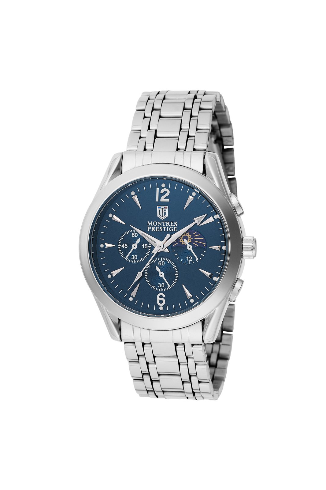 Montres Prestige Classic MPW-0072 Zegarek męski - Mechanizm kwarcowy - Metal z niebieską tarczą - 40 mm
