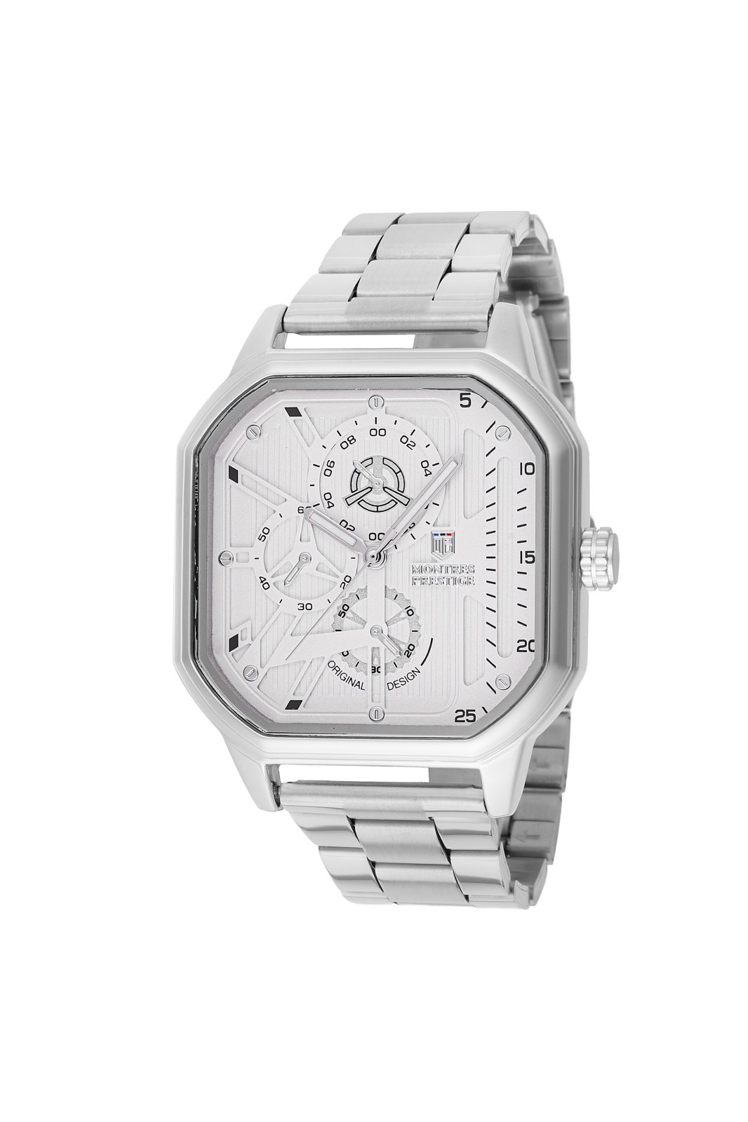 Montres Prestige Classic MPW-0101 Herrenuhr - Quarzwerk - Metall mit silbernem Zifferblatt - 42 mm