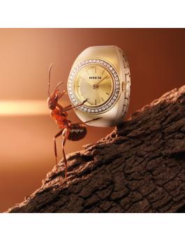 Invicta Mini 48944 Relógio Feminino - Movimento de Quartzo - Aço Inoxidável com Mostrador Dourado - 17 mm