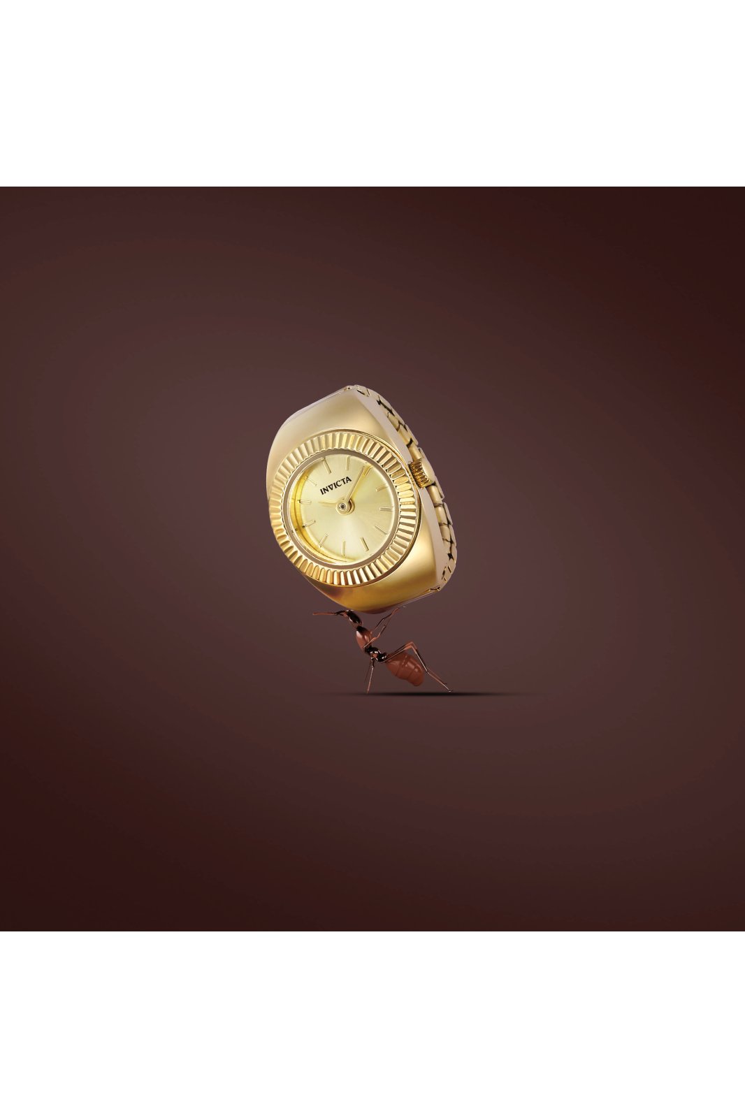Invicta Mini 48947 Relógio Feminino - Movimento de Quartzo - Aço Inoxidável com Mostrador Dourado - 17 mm