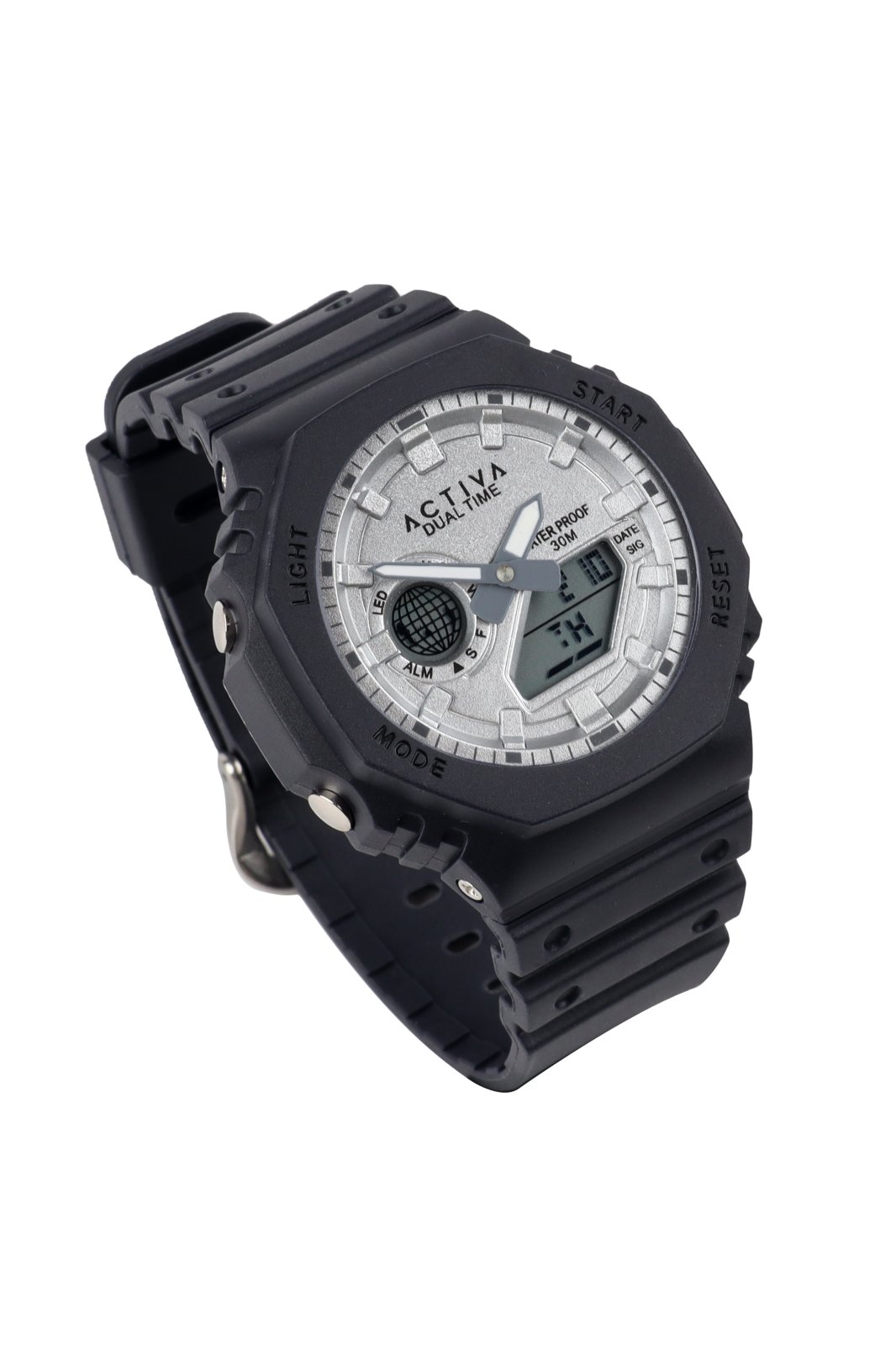 Activa Digital ACW423-015 Reloj de hombre - Movimiento de cuarzo - Plástico con esfera plateada - 45 mm