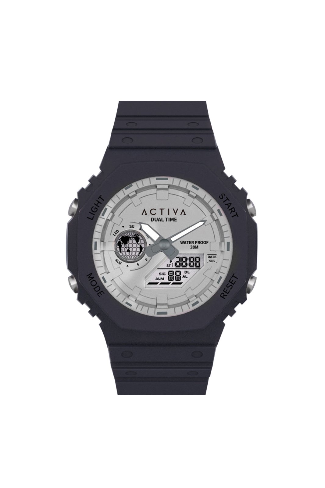 Activa Digital ACW423-015 Reloj de hombre - Movimiento de cuarzo - Plástico con esfera plateada - 45 mm