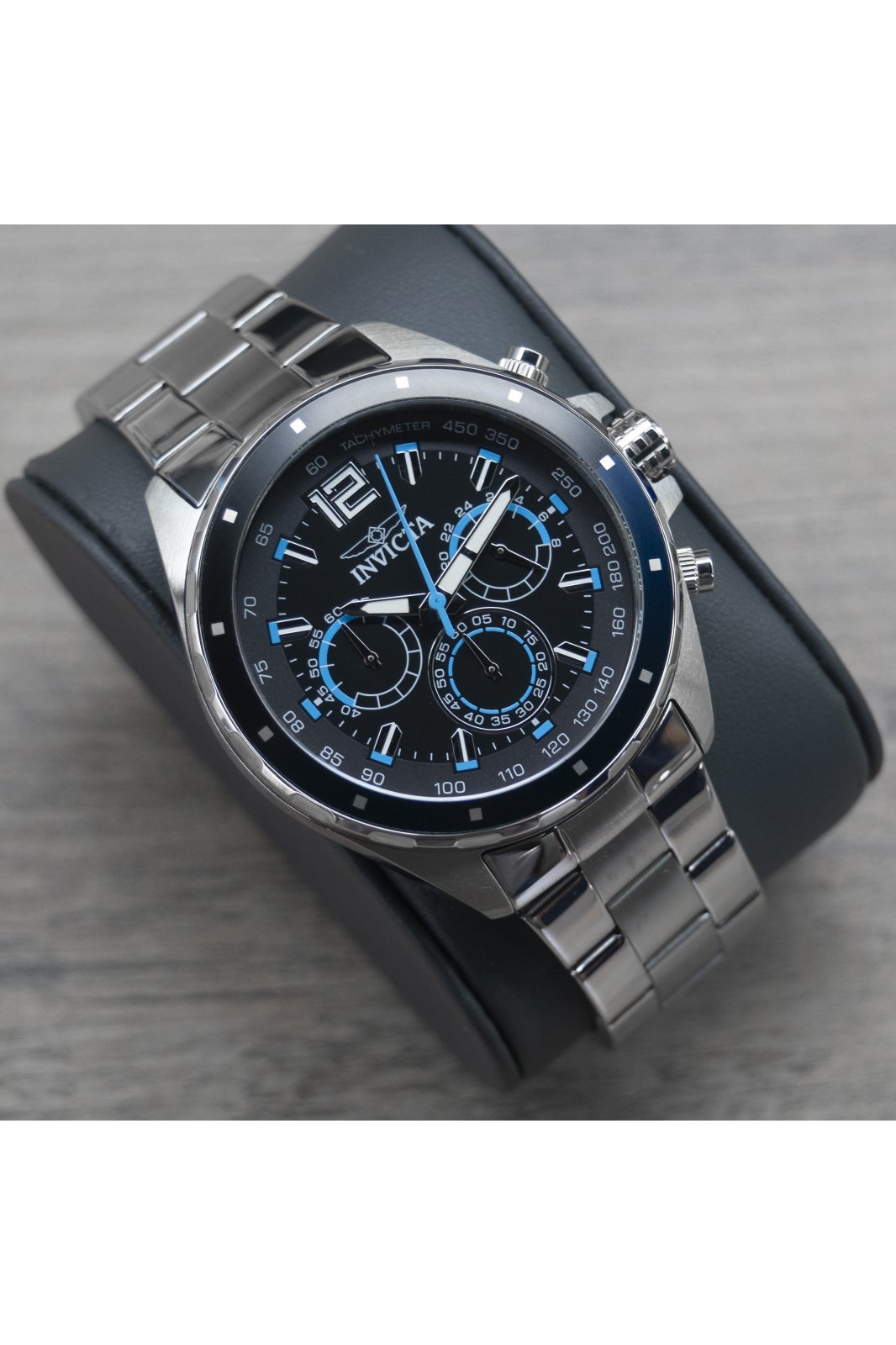 Invicta Speedway 49364 Men's Watch - Quartz Movement - Stainless Steel with Black Dial - 44 mm