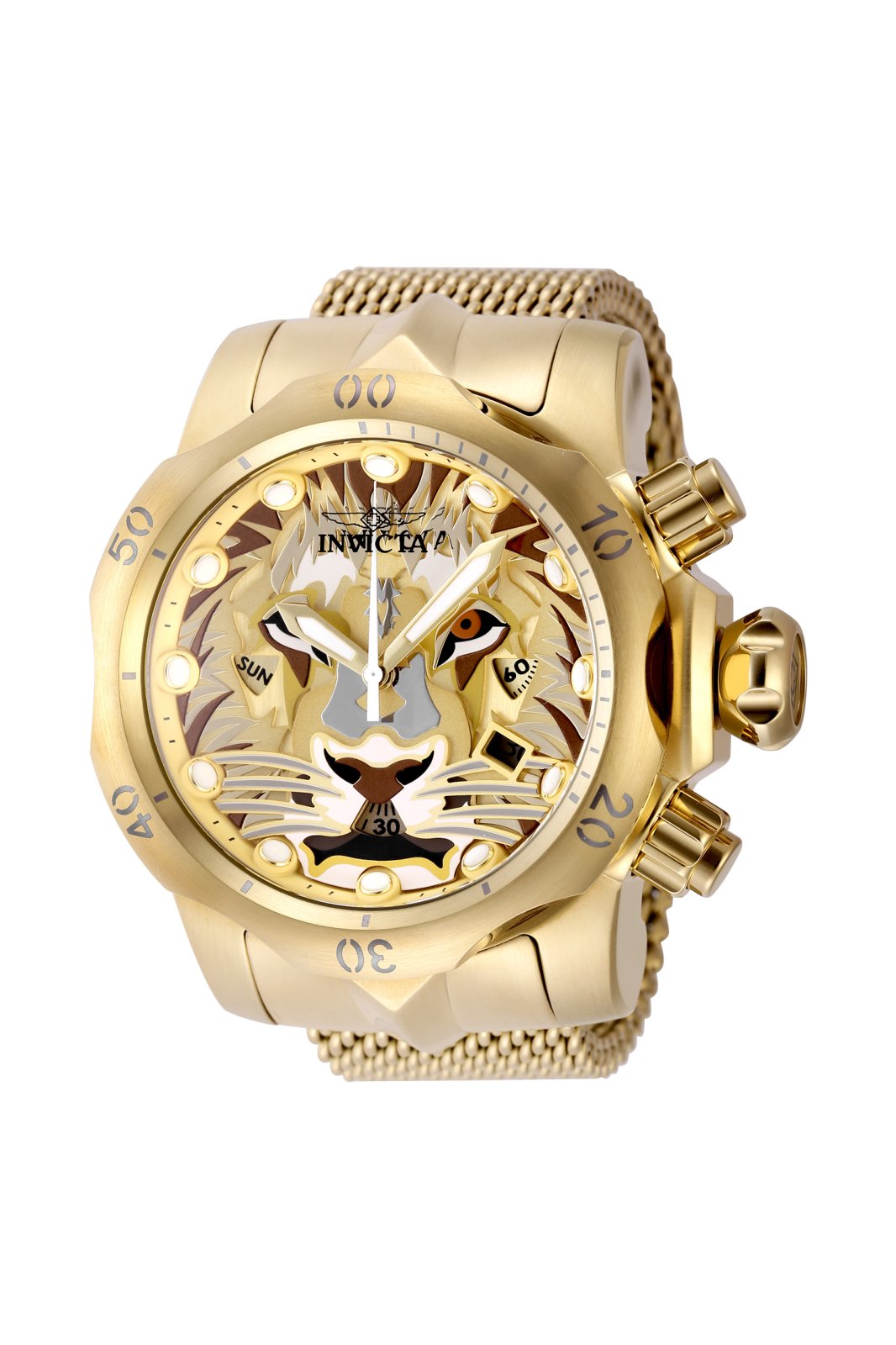 Invicta Venom 48172 Herrenuhr - Quarzwerk - Edelstahl mit goldenem Zifferblatt - 54 mm