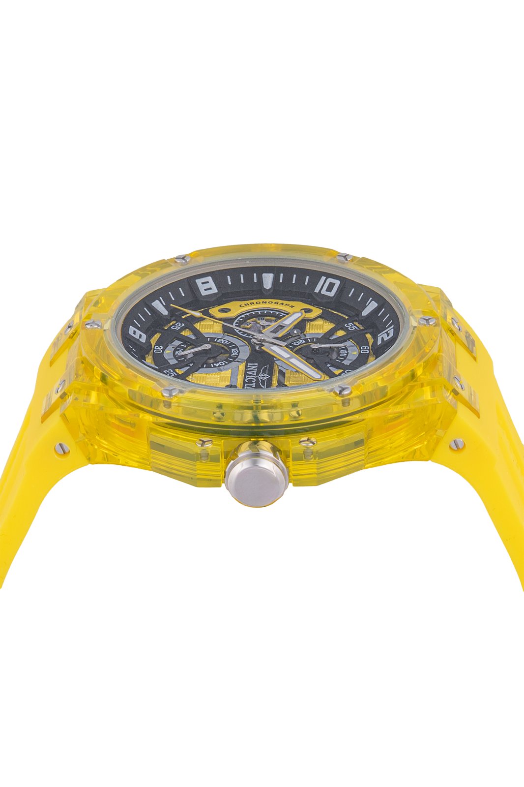 Invicta Racing 48802 Men's Watch - Quartz Movement - Plastic with Yellow Dial - 46 mm