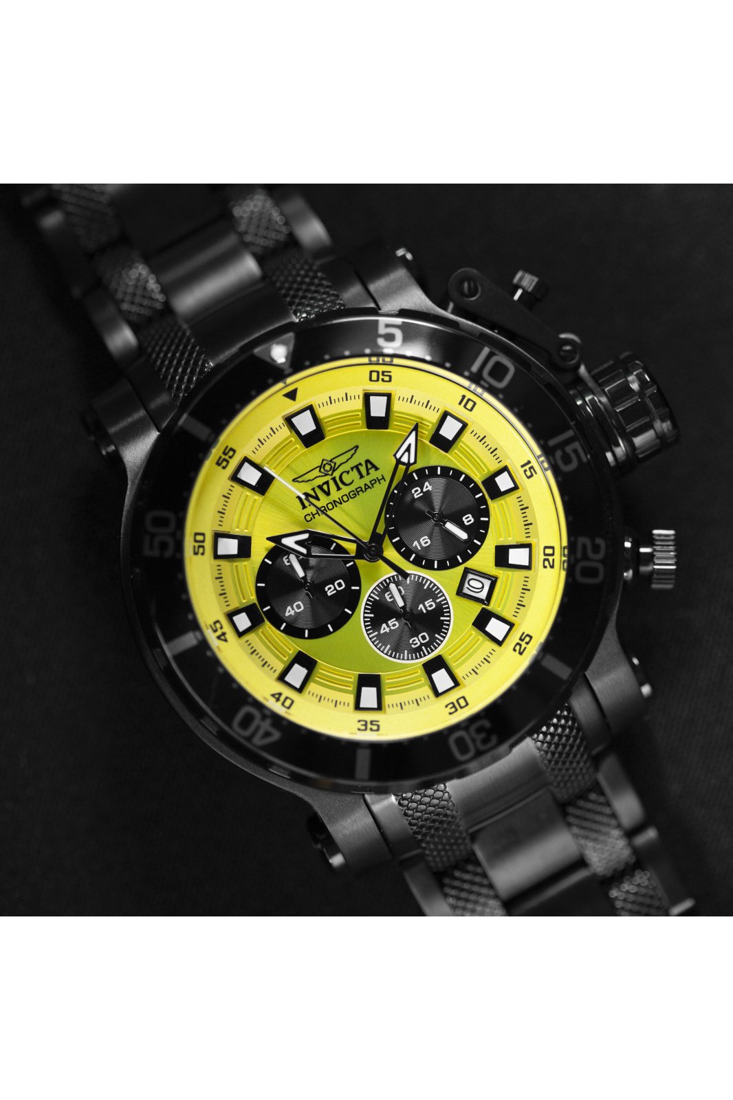Invicta Coalition Forces 49229 Zegarek męski - Mechanizm kwarcowy - Stal nierdzewna z Żółtą Tarcza - 52 mm