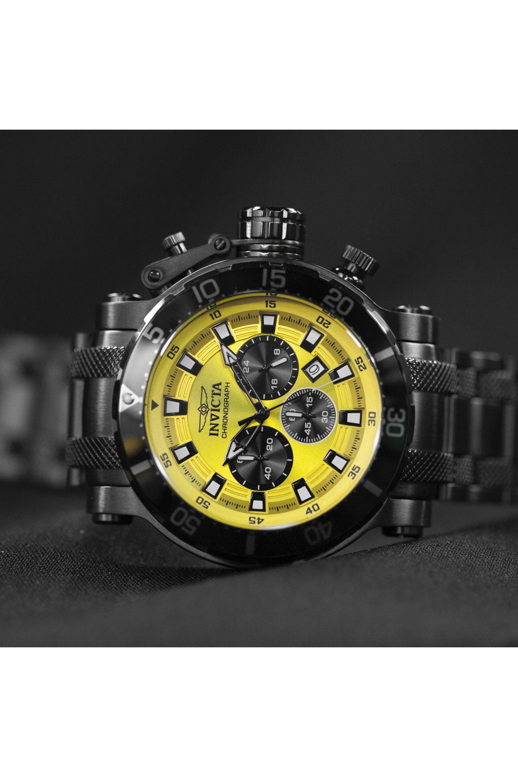 Invicta Coalition Forces 49229 Zegarek męski - Mechanizm kwarcowy - Stal nierdzewna z Żółtą Tarcza - 52 mm