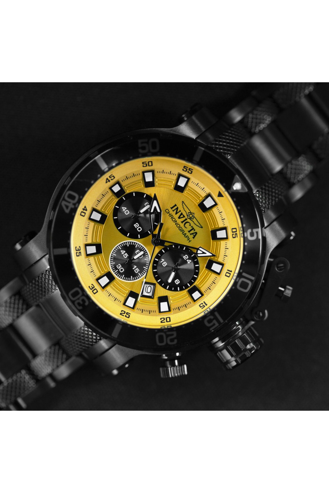 Invicta Coalition Forces 49229 Zegarek męski - Mechanizm kwarcowy - Stal nierdzewna z Żółtą Tarcza - 52 mm