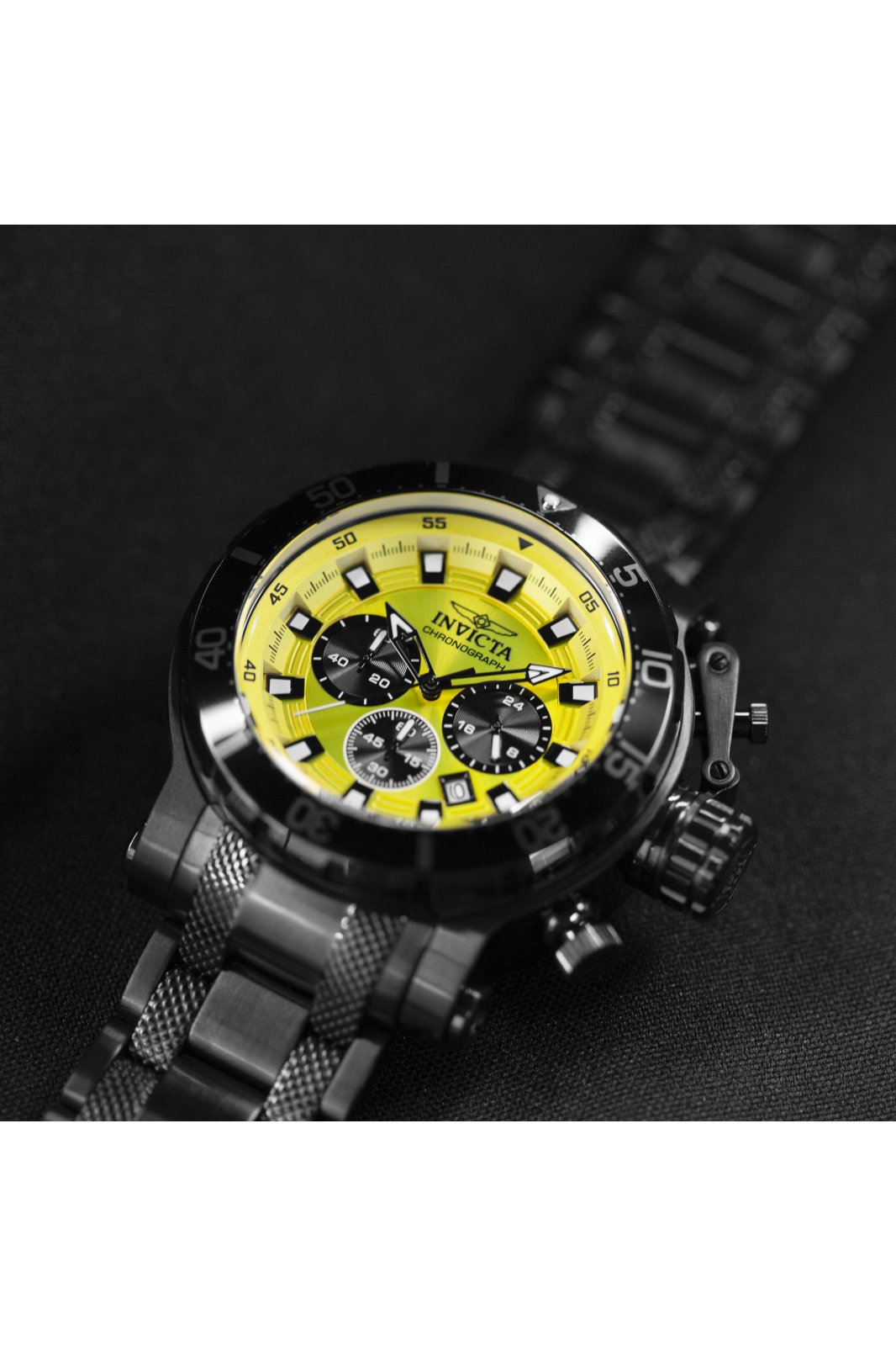 Invicta Coalition Forces 49229 Zegarek męski - Mechanizm kwarcowy - Stal nierdzewna z Żółtą Tarcza - 52 mm