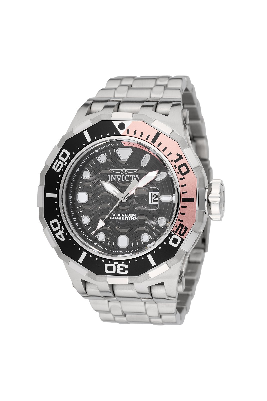 Invicta Pro Diver 48515 Reloj para Hombre - Movimiento de Cuarzo - Acero Inoxidable con Esfera Negra - 52 mm - Edición Miami