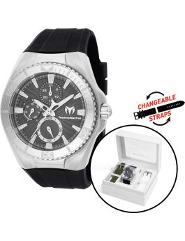 TechnoMarine Cruise TM-124017 Reloj de Hombre - Movimiento de Cuarzo - Acero Inoxidable con Esfera Negra - 45 mm