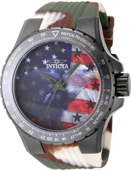 Invicta Aviator 48956 Herren Uhr - Quartz Bewegung - Edelstahl mit Rotem Zifferblatt - 50 mm