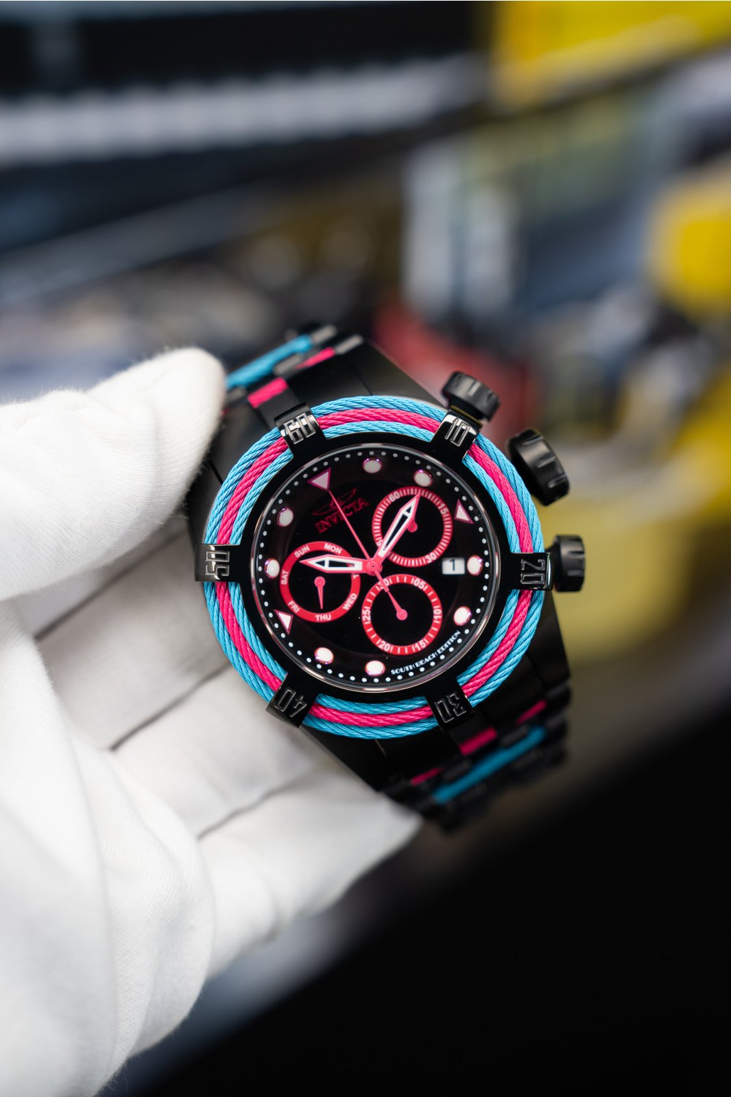 Invicta Bolt 48605 Miesten Kello - Kvartsikoneisto - Ruostumaton Teräs Mustalla Taululla - 53 mm - South Beach Edition