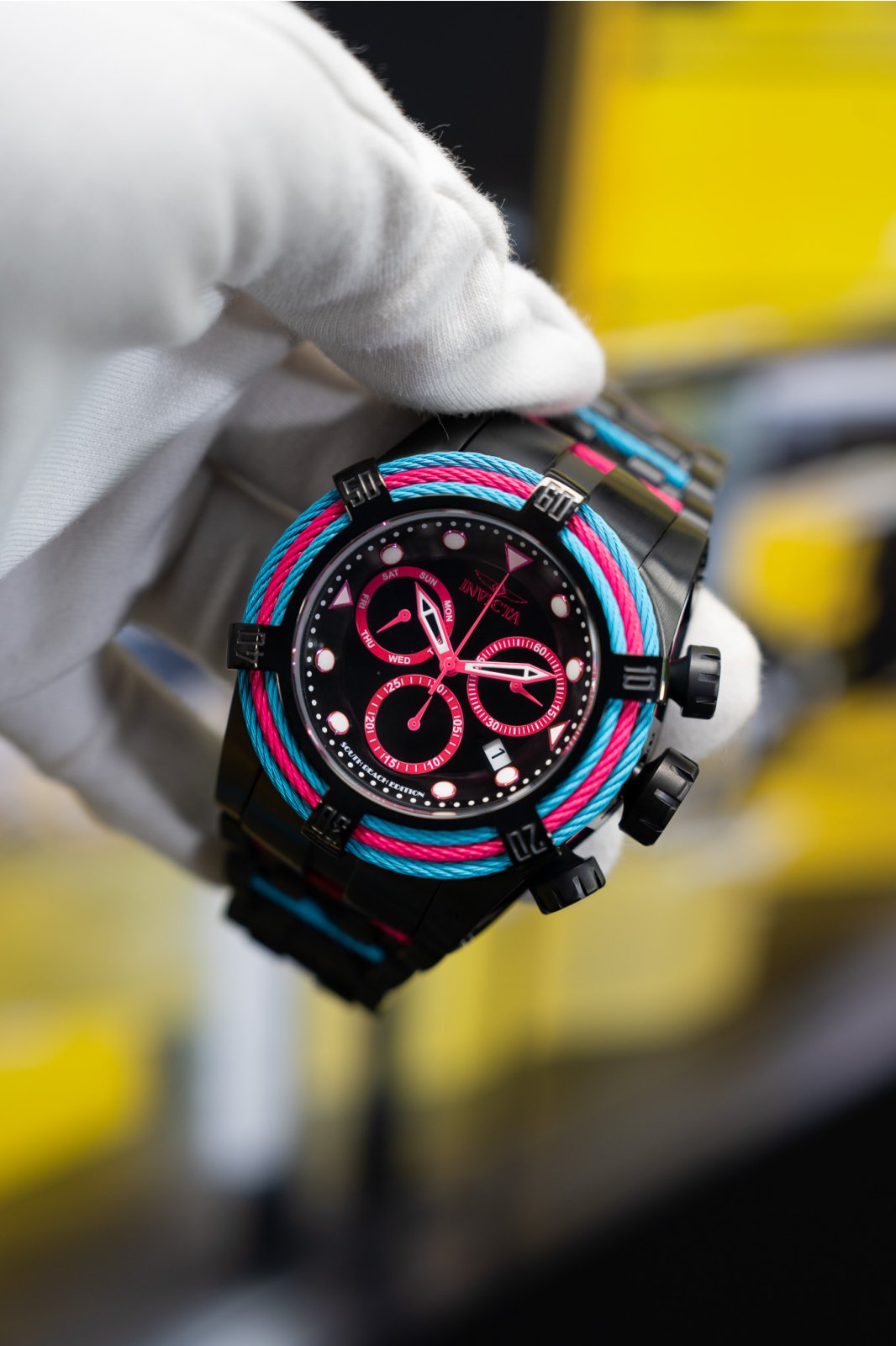 Invicta Bolt 48605 Miesten Kello - Kvartsikoneisto - Ruostumaton Teräs Mustalla Taululla - 53 mm - South Beach Edition