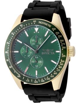 Invicta Aviator 49077 Reloj de Hombre - Movimiento de Cuarzo - Acero Inoxidable con Esfera Verde - 45 mm