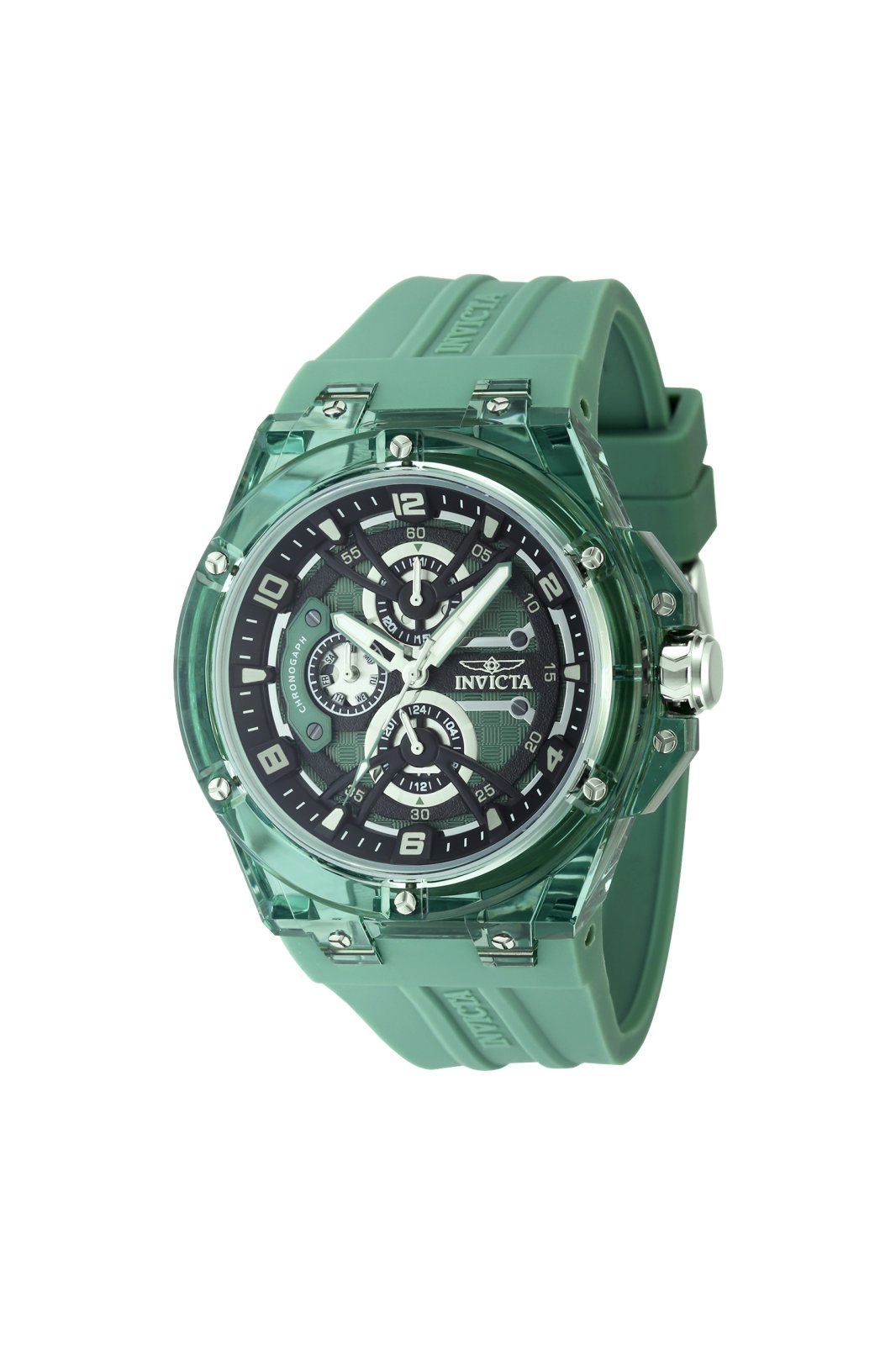 Invicta Racing 48798 Herrenuhr - Quarzwerk - Kunststoff mit grünem Zifferblatt - 46 mm