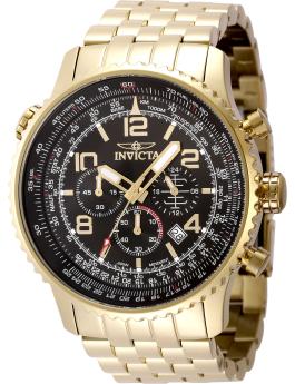 Invicta Aviator 49082 Reloj de hombre - Movimiento de cuarzo - Acero inoxidable con esfera negra - 49 mm