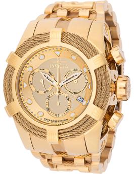 Invicta Bolt 48604 Zegarek męski - Mechanizm kwarcowy - Stal nierdzewna z Złotą Tarcza - 53 mm - Gold Rush Edition