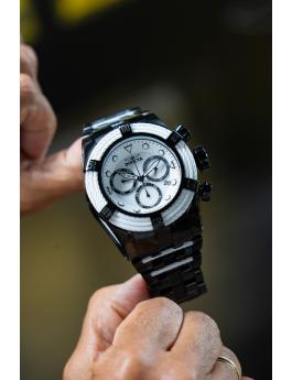 Invicta Bolt 48606 Reloj para Hombre - Movimiento de Cuarzo - Acero Inoxidable con Esfera Blanca - 53 mm - Edición Panda