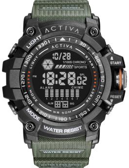 Activa Digital ACW8020-003 Reloj de Hombre - Movimiento de Cuarzo - Plástico con Esfera Negra - 56 mm