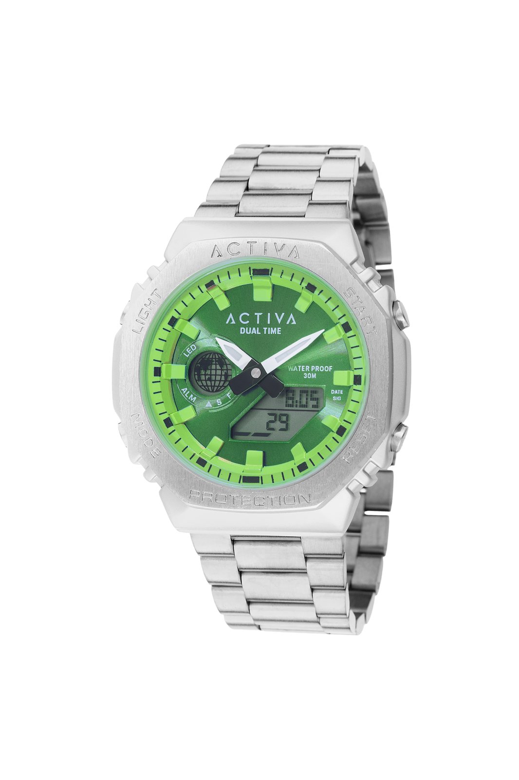 Activa Digital ACWM423-005 orologio da uomo - Movimento digitale - Metallo con quadrante verde - 45 mm