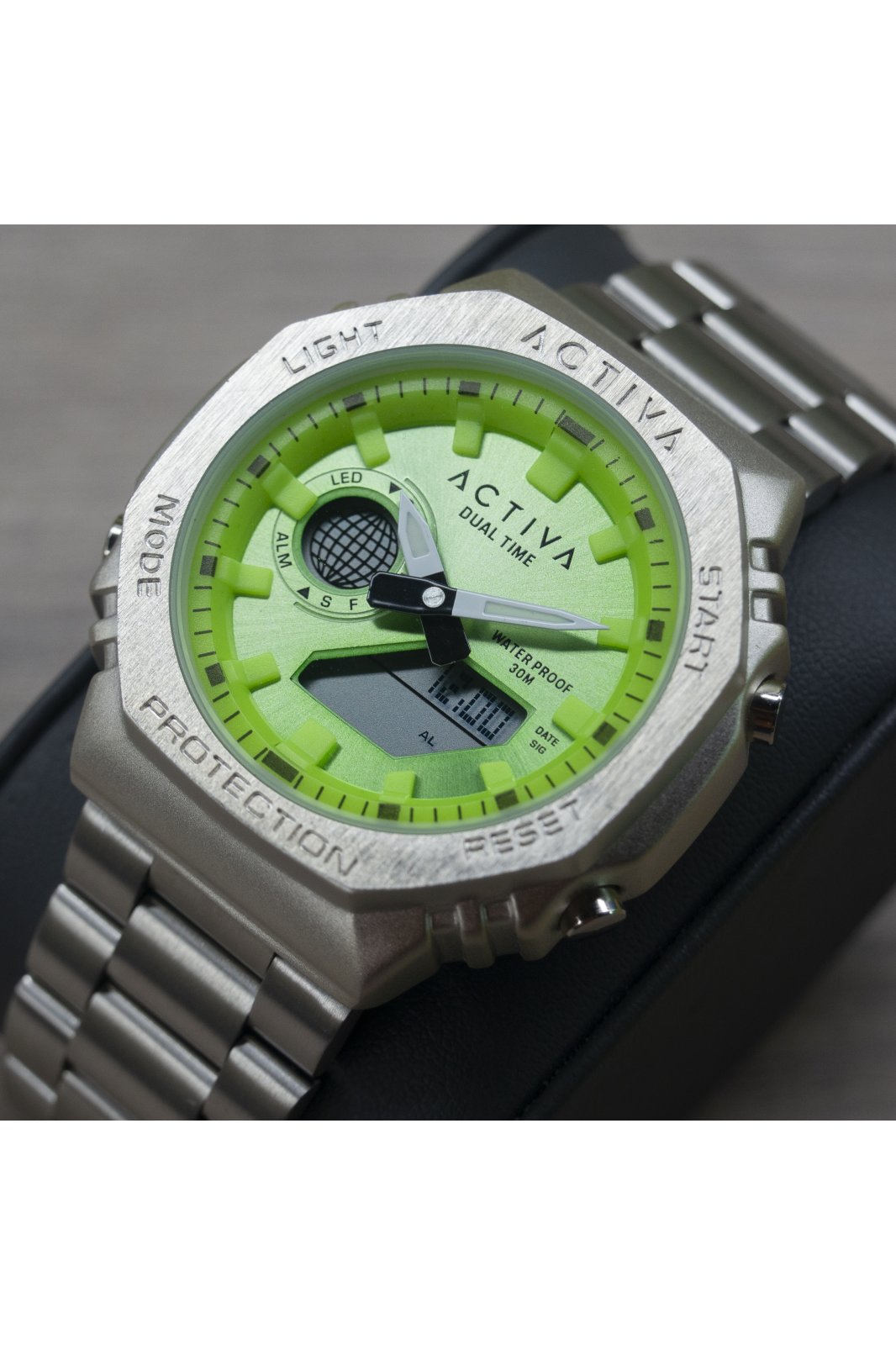 Activa Digital ACWM423-005 orologio da uomo - Movimento digitale - Metallo con quadrante verde - 45 mm