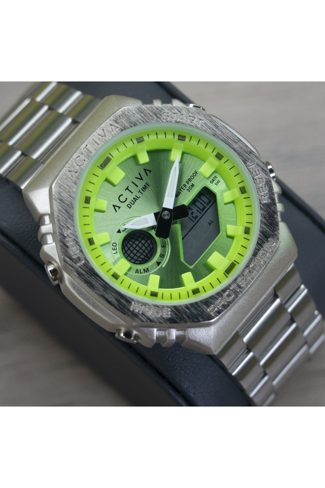 Activa Digital ACWM423-005 orologio da uomo - Movimento digitale - Metallo con quadrante verde - 45 mm