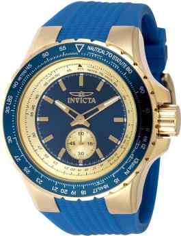 Invicta Aviator 49307 Herren Uhr - Quartz Bewegung - Edelstahl mit Blauem Zifferblatt - 50 mm