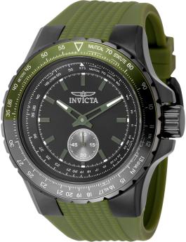 Invicta Aviator 49323 Herren Uhr - Quartz Bewegung - Edelstahl mit schwarzem Zifferblatt - 50 mm