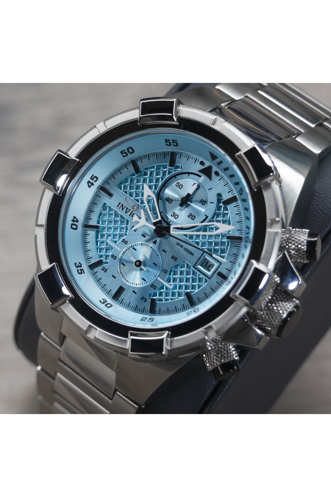 Invicta Aviator 49252 Herrenarmbanduhr - Quartz Bewegung - Edelstahl mit Blauem Zifferblatt - 50 mm